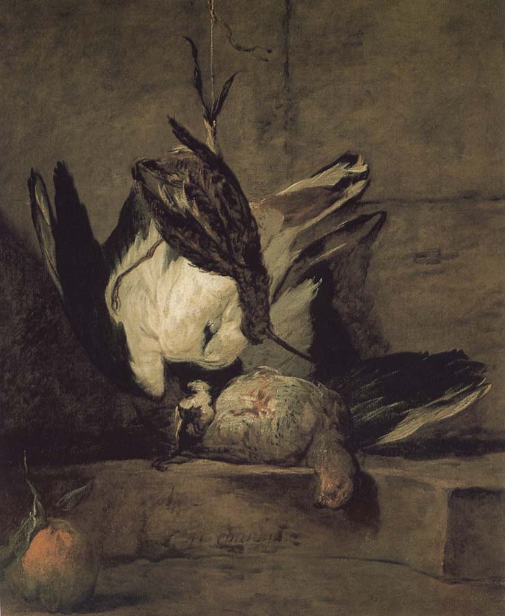 Jean Baptiste Simeon Chardin Wheat gray partridges and Orange Chicken